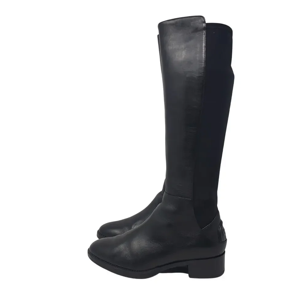 Tory Burch Caitlin Riding Stretch Tall Boot Leather Suede Black 33139 Size 6.5